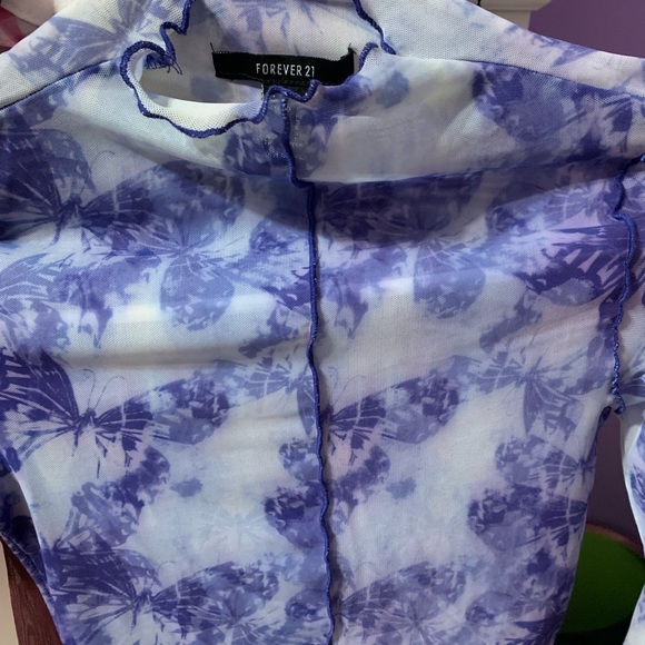 forever21 butterfly mesh crop top - Picture 2 of 3